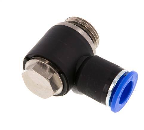 12mm x G1/2'' 90deg Elbow L-shape Push-in Fitting with Male Threads Brass/PA 66 NBR Rotatable