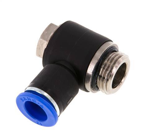 12mm x G1/2'' 90deg Elbow L-shape Push-in Fitting with Male Threads Brass/PA 66 NBR Rotatable