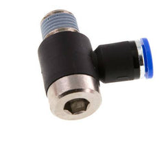 8mm x R1/4'' 90deg Elbow L-shape Push-in Fitting with Male Threads Brass/PA 66 NBR Inner Hexagon Rotatable [2 Pieces]