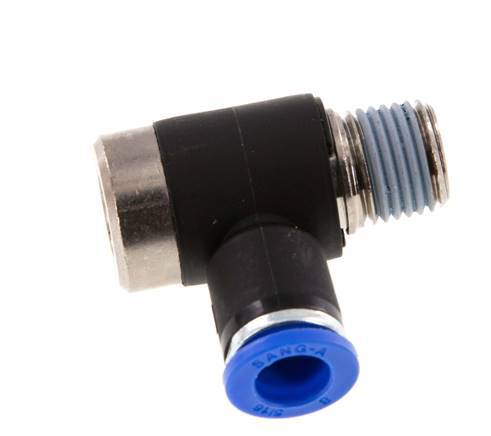8mm x R1/4'' 90deg Elbow L-shape Push-in Fitting with Male Threads Brass/PA 66 NBR Inner Hexagon Rotatable [2 Pieces]