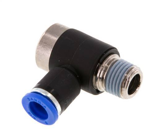 8mm x R1/4'' 90deg Elbow L-shape Push-in Fitting with Male Threads Brass/PA 66 NBR Inner Hexagon Rotatable [2 Pieces]