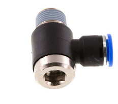 10mm x R3/8'' 90deg Elbow L-shape Push-in Fitting with Male Threads Brass/PA 66 NBR Inner Hexagon Rotatable