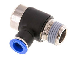 10mm x R1/2'' 90deg Elbow L-shape Push-in Fitting with Male Threads Brass/PA 66 NBR Inner Hexagon Rotatable