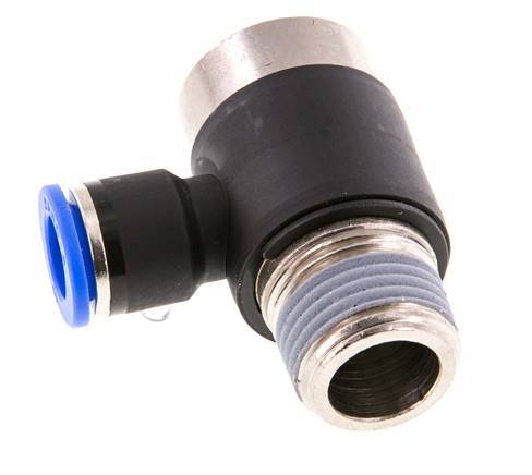10mm x R1/2'' 90deg Elbow L-shape Push-in Fitting with Male Threads Brass/PA 66 NBR Inner Hexagon Rotatable