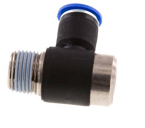 12mm x R1/2'' 90deg Elbow L-shape Push-in Fitting with Male Threads Brass/PA 66 NBR Inner Hexagon Rotatable