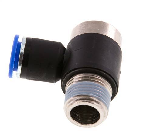 12mm x R1/2'' 90deg Elbow L-shape Push-in Fitting with Male Threads Brass/PA 66 NBR Inner Hexagon Rotatable