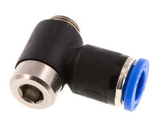 8mm x G1/8'' 90deg Elbow L-shape Push-in Fitting with Male Threads Brass/PA 66 NBR Inner Hexagon Rotatable [2 Pieces]