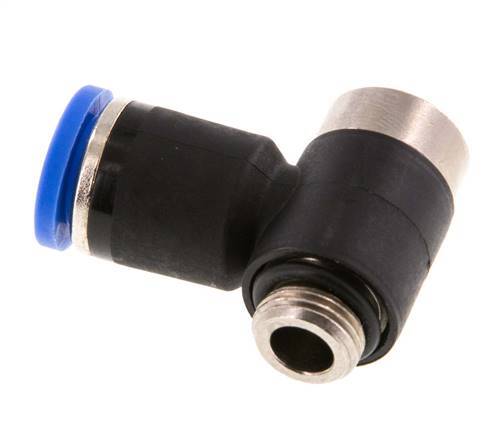 8mm x G1/8'' 90deg Elbow L-shape Push-in Fitting with Male Threads Brass/PA 66 NBR Inner Hexagon Rotatable [2 Pieces]