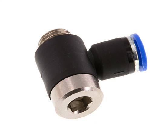 8mm x G1/4'' 90deg Elbow L-shape Push-in Fitting with Male Threads Brass/PA 66 NBR Inner Hexagon Rotatable [2 Pieces]
