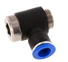10mm x G3/8'' 90deg Elbow L-shape Push-in Fitting with Male Threads Brass/PA 66 NBR Inner Hexagon Rotatable