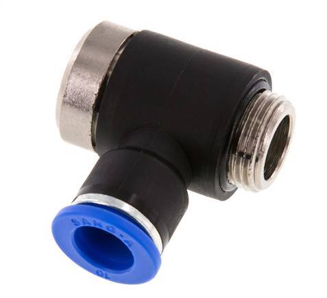 10mm x G3/8'' 90deg Elbow L-shape Push-in Fitting with Male Threads Brass/PA 66 NBR Inner Hexagon Rotatable