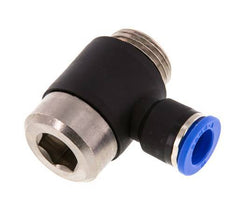 10mm x G1/2'' 90deg Elbow L-shape Push-in Fitting with Male Threads Brass/PA 66 NBR Inner Hexagon Rotatable