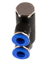 6mm x R1/8'' 2-way Manifold Push-in Fitting with Male Threads Brass/PA 66 NBR Rotatable