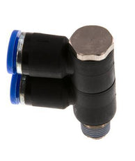 8mm x R1/8'' 2-way Manifold Push-in Fitting with Male Threads Brass/PA 66 NBR Rotatable