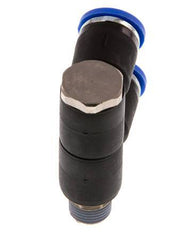 8mm x R1/8'' 2-way Manifold Push-in Fitting with Male Threads Brass/PA 66 NBR Rotatable