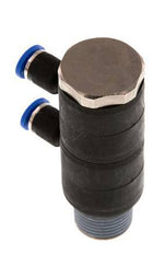 4mm x R3/8'' 2-way Manifold Push-in Fitting with Male Threads Brass/PA 66 NBR Rotatable