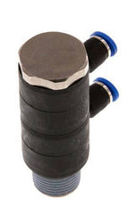 4mm x R3/8'' 2-way Manifold Push-in Fitting with Male Threads Brass/PA 66 NBR Rotatable