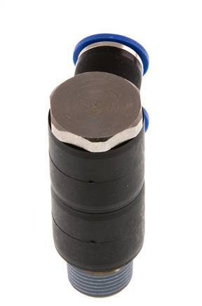 10mm x R3/8'' 2-way Manifold Push-in Fitting with Male Threads Brass/PA 66 NBR Rotatable