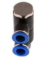 10mm x R3/8'' 2-way Manifold Push-in Fitting with Male Threads Brass/PA 66 NBR Rotatable