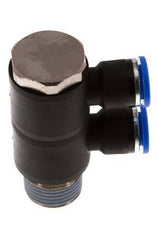10mm x R1/2'' 2-way Manifold Push-in Fitting with Male Threads Brass/PA 66 NBR Rotatable