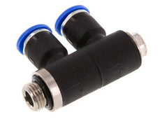 6mm x G1/8'' 2-way Manifold Push-in Fitting with Male Threads Brass/PA 66 NBR Rotatable
