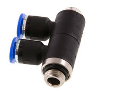 6mm x G1/8'' 2-way Manifold Push-in Fitting with Male Threads Brass/PA 66 NBR Rotatable