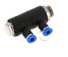 4mm x G1/4'' 2-way Manifold Push-in Fitting with Male Threads Brass/PA 66 NBR Rotatable
