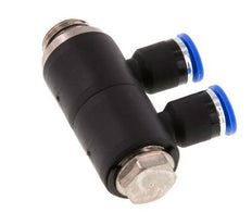 6mm x G1/4'' 2-way Manifold Push-in Fitting with Male Threads Brass/PA 66 NBR Rotatable