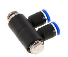 8mm x G1/4'' 2-way Manifold Push-in Fitting with Male Threads Brass/PA 66 NBR Rotatable