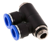 10mm x G1/4'' 2-way Manifold Push-in Fitting with Male Threads Brass/PA 66 NBR Rotatable