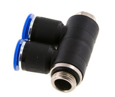 12mm x G3/8'' 2-way Manifold Push-in Fitting with Male Threads Brass/PA 66 NBR Rotatable