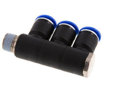12mm x R3/8'' 3-way Manifold Push-in Fitting with Male Threads Brass/PA 66 NBR Rotatable