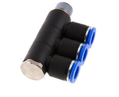 12mm x R3/8'' 3-way Manifold Push-in Fitting with Male Threads Brass/PA 66 NBR Rotatable