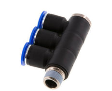 12mm x R3/8'' 3-way Manifold Push-in Fitting with Male Threads Brass/PA 66 NBR Rotatable