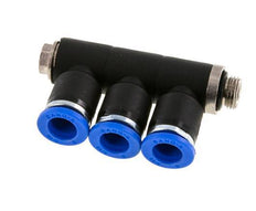 8mm x G1/8'' 3-way Manifold Push-in Fitting with Male Threads Brass/PA 66 NBR Rotatable