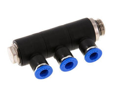 6mm x G1/4'' 3-way Manifold Push-in Fitting with Male Threads Brass/PA 66 NBR Rotatable