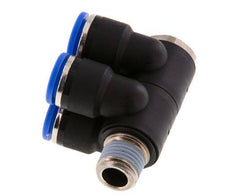 10mm x R1/4'' 4-way Manifold Push-in Fitting with Male Threads Brass/PA 66 NBR Rotatable