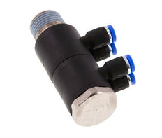 4mm x R3/8'' 4-way Manifold Push-in Fitting with Male Threads Brass/PA 66 NBR Rotatable