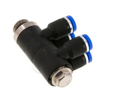 4mm x G1/8'' 4-way Manifold Push-in Fitting with Male Threads Brass/PA 66 NBR Rotatable