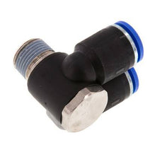 12mm x R3/8'' Double 90deg Elbow Push-in Fitting with Male Threads Brass/PA 66 NBR Rotatable