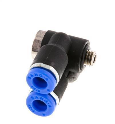 4mm x M 5 Double 90deg Elbow Push-in Fitting with Male Threads Brass/PA 66 NBR Rotatable [2 Pieces]