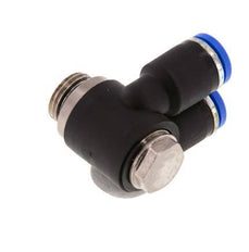 8mm x G1/4'' Double 90deg Elbow Push-in Fitting with Male Threads Brass/PA 66 NBR Rotatable