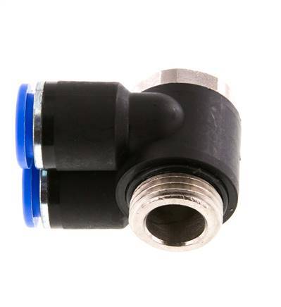 12mm x G1/2'' Double 90deg Elbow Push-in Fitting with Male Threads Brass/PA 66 NBR Rotatable