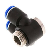 12mm x G1/2'' Double 90deg Elbow Push-in Fitting with Male Threads Brass/PA 66 NBR Rotatable