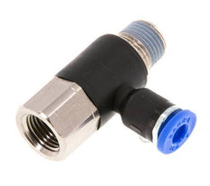 4mm x R1/8'' Elbow Push-in Fitting with Male-Female Threads Brass/PA 66 NBR Rotatable [2 Pieces]