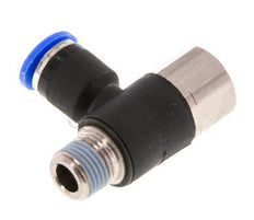 6mm x R1/8'' Elbow Push-in Fitting with Male-Female Threads Brass/PA 66 NBR Rotatable [2 Pieces]