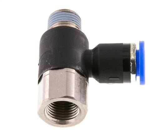 6mm x R1/8'' Elbow Push-in Fitting with Male-Female Threads Brass/PA 66 NBR Rotatable [2 Pieces]