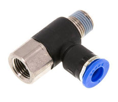 6mm x R1/8'' Elbow Push-in Fitting with Male-Female Threads Brass/PA 66 NBR Rotatable [2 Pieces]