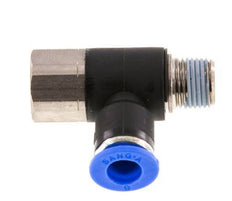 6mm x R1/8'' Elbow Push-in Fitting with Male-Female Threads Brass/PA 66 NBR Rotatable [2 Pieces]