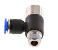 6mm x R1/8'' Elbow Push-in Fitting with Male-Female Threads Brass/PA 66 NBR Rotatable [2 Pieces]